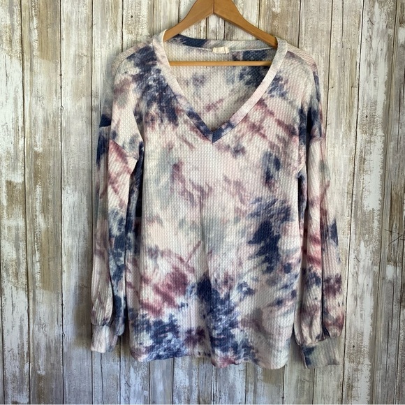 BiBi Sweaters - BiBi Oversized Purple Dye Waffle Knit Blouse